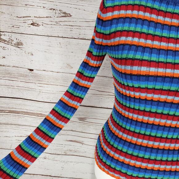 Tommy Hilfiger Women's Multicolor Stripe 100%Cotton Mock Neck Sweater Size S/P - Picture 9 of 11